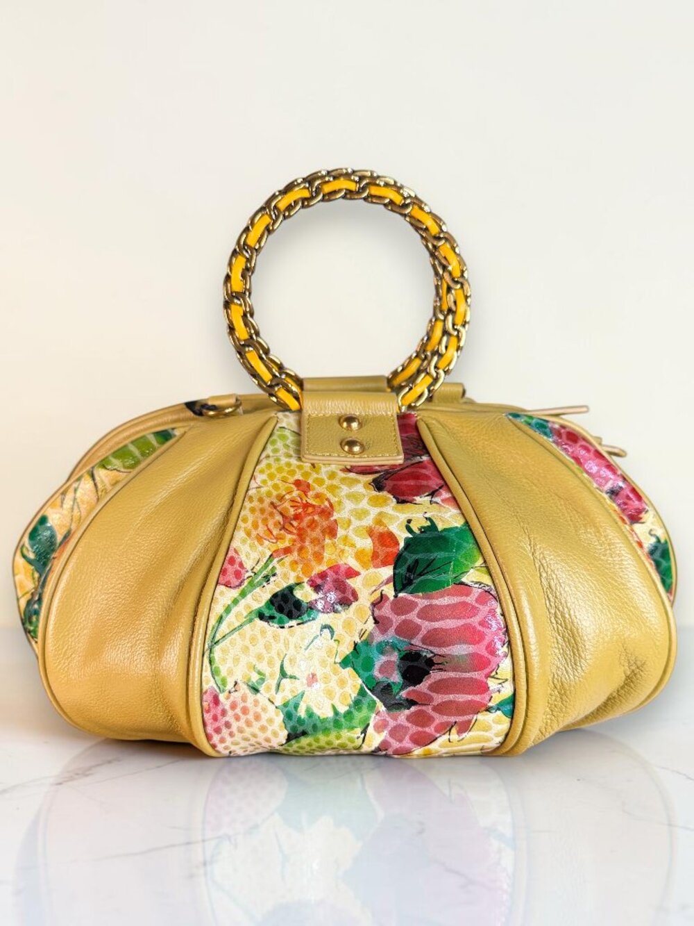 Sharif Legacy Sculpted Balloon "Sunshine" Floral Leather Crossbody Bag - New - Picture 5 of 11